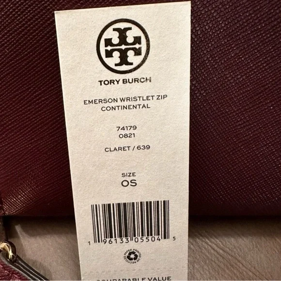 Tory Burch Emerson Wristlet Zip Continental Garnet - Picture 3 of 6